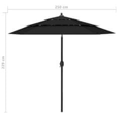 shumee 3 szintes fekete napernyő alumíniumrúddal 2,5 m
