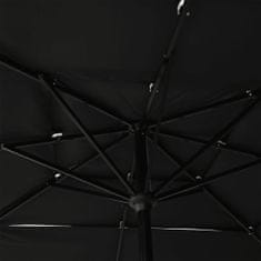 Greatstore 3 szintes fekete napernyő alumíniumrúddal 2,5 x 2,5 m