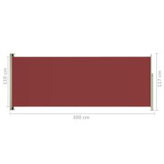 shumee piros behúzható oldalsó terasznapellenző 117 x 300 cm