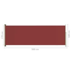 Greatstore piros behúzható oldalsó terasznapellenző 180 x 500 cm