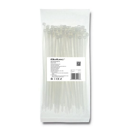 Qoltec Kábelkötegelők -Trytki | 4.8*200mm | Nylon UV | Fehér