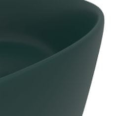 Greatstore kerek matt sötétzöld kerámia luxus mosdókagyló 40 x 15 cm