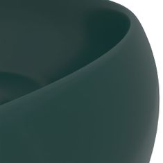 Greatstore kerek matt sötétzöld kerámia luxus mosdókagyló 40 x 15 cm