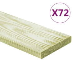 shumee 72 db impregnált tömör fenyőfa padlódeszka 8,64 m² 1 m