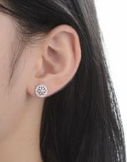 MOISS Csillogó ezüst fülbevalók cirkónium kövekkel Virágok E0003008