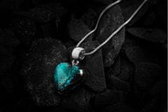 Lampglas Rendkívüli Turquoise Heart nyaklánc Lampglas gyönggyel, tiszta ezüst NLH5