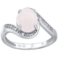 Silvego Ezüst gyűrű természetes rózsakvarccal JST14809RO (Kerület 56 mm)