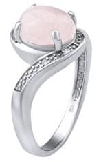 Silvego Ezüst gyűrű természetes rózsakvarccal JST14809RO (Kerület 56 mm)