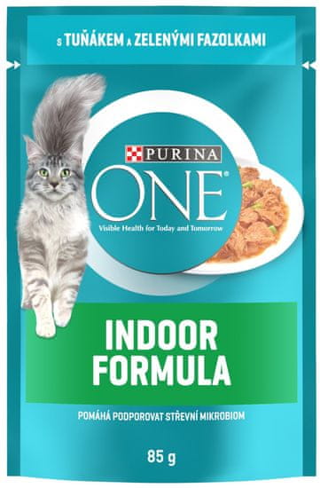 Purina ONE Indoor mini filé tonhallal és zöldbabbal szószban, 24x85 g