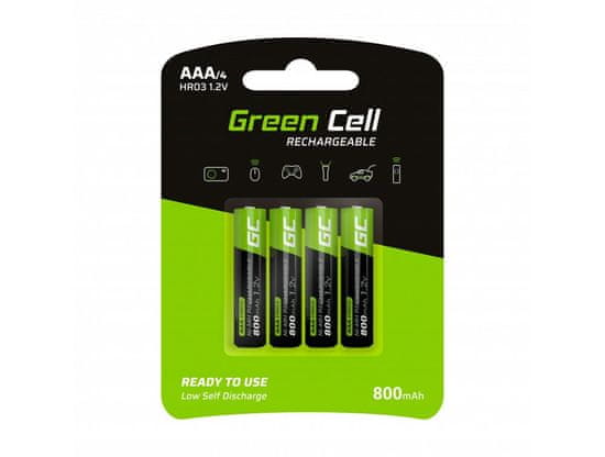 Green Cell GR04 4x AAA HR03 újratölthető mikroceruza elemek 800 mAh