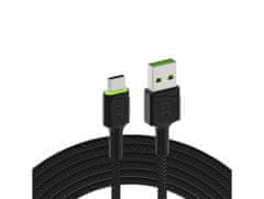 Green Cell KABGC13 gyorstöltő kábel Ray USB-A-USB-C zöld LED 200 cm