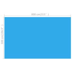 shumee kék, négyszögletes PE medencetakaró 800 x 500 cm