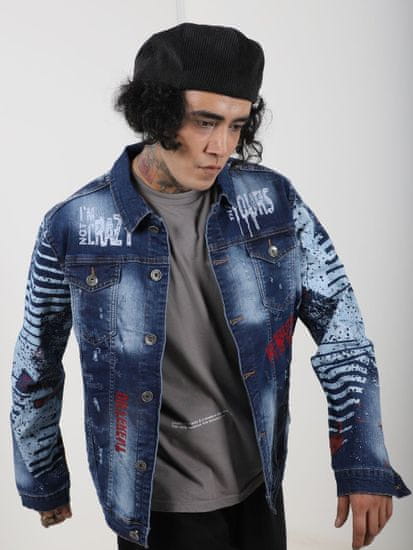 Punk férfi jacket Crazy cat kék