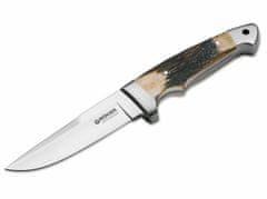 Böker Manufaktur 121586 Vollintegral 2.0 Szarvasvadász kés 11,8 cm, agancs, bőr tok