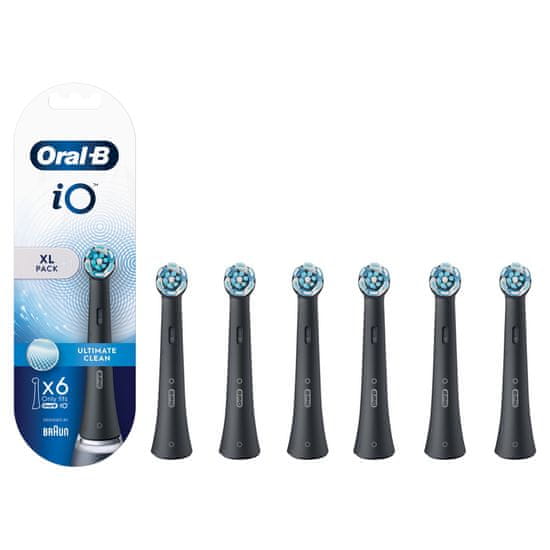 Oral-B iO Ultimate Clean fekete fogkefe fejek, 6 db-os csomagolás