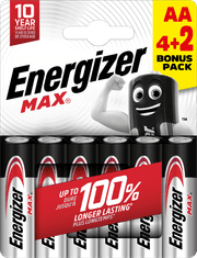 Energizer Max AA alkáli elemek 6db (4 + 2) E303328500