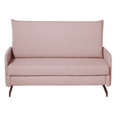 Beliani Kárpitozott kanapéágy - Szövet kanapé - Rózsaszín - BELFAST