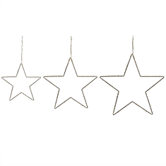 Beliani Háromdarabos Ezüst Csillag Alakú Dekorációs Készlet LED Fénnyel KUNNARI
