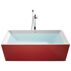 Beliani Modern Piros Szögletes Szabadon Álló Fürdőkád 170 cm RIOS