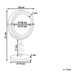 Beliani Ezüst Asztali Sminktükör LED Világítással ø 20 cm LAON
