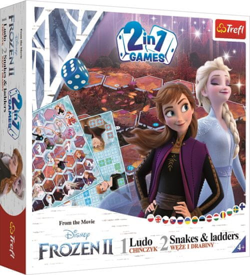 Trefl Játékok Frozen 2, 2v1: Ember, ne haragudj és Kígyók és létrák