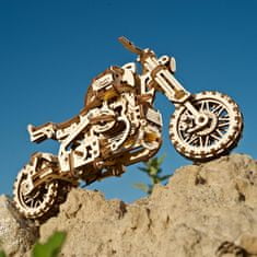 UGEARS Játék 3D fából készült mechanikus puzzle UGR-10 motorkerékpár (scrambler) kocsival