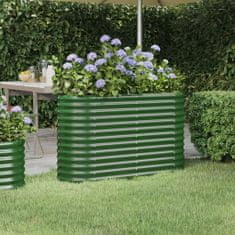 shumee zöld porszórt acél kerti ültetőláda 114 x 40 x 68 cm