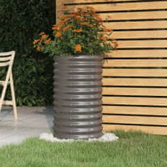 shumee szürke porszórt acél kerti ültetőláda 40 x 40 x 68 cm