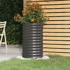 Greatstore antracitszürke porszórt acél kerti ültetőláda 40 x 40 x 68 cm