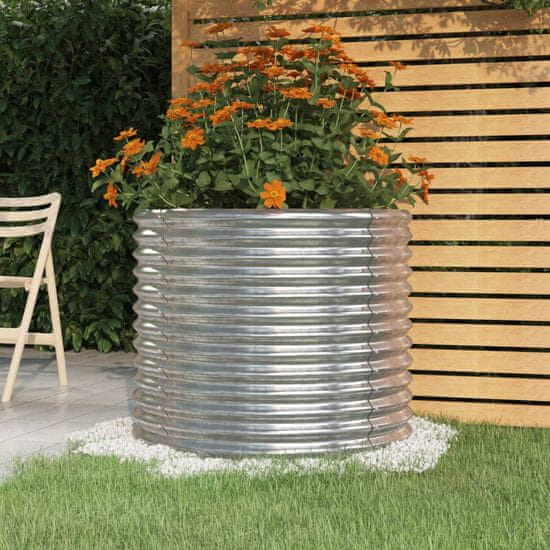 Greatstore ezüstszínű porszórt acél kerti ültetőláda 80 x 80 x 68 cm