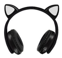 Malatec Fekete LED vezeték nélküli fejhallgató macskafüllel + mikrofon