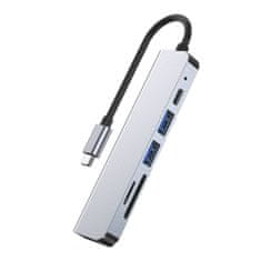 Tech-protect V4 HUB adapter 2x USB / USB-C / HDMI / SD / Micro SD / TF, szürke