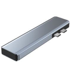 V5 HUB adapter 2x USB / 2x USB-C / HDMI / SD / Micro SD / TF, szürke