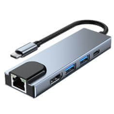 Tech-protect V3 HUB adapter 2x USB / USB-C / HDMI / RJ45, szürke