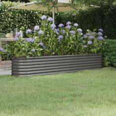 shumee szürke porszórt acél kerti ültetőláda 224x40x36 cm