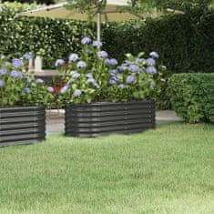 Greatstore antracitszürke porszórt acél kerti ültetőláda 114x40x36 cm
