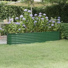 Greatstore zöld porszórt acél kerti ültetőláda 224x40x36cm