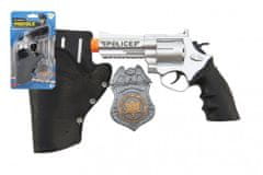 Teddies Rendőrségi pisztoly 20 cm-es pisztolytáskában, műanyag jelvénnyel