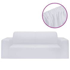 shumee 2-személyes fehér sztreccs poliészterdzsörzé kanapé-védőhuzat