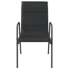 shumee 2 db fekete acél és textilén kerti szék