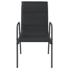 Greatstore 6 db fekete acél és textilén kerti szék