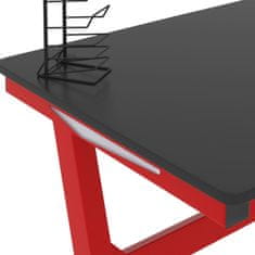 Greatstore fekete-piros Z-lábú LED-es gamer asztal 110 x 60 x 75 cm