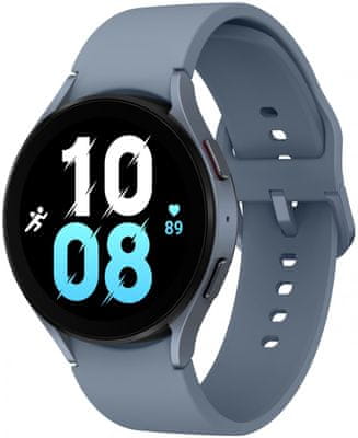 Samsung Galaxy Watch 5, 44mm okosóra nagyteljesítményű okosóra nagy teljesítményű akkumulátor hosszú üzemidő katonai szabvány, vízálló, multisport, pulzusfigyelés, GPS, Glonass, alvásfigyelés, hosszú akkumulátor üzemidő Wifi kapcsolat Bluetooth 5.2 hívás funkció alumínium test professzionális mérőszámok edzés funkciók sportmódok minőségi anyag MIL-STD- 810G katonai szabvány az okosóra kompakt méretei tartós kialakítás okos funkciók erőteljes okosóra Google Pay belső memória zafírüveg 5ATM IP68