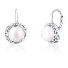 JwL Luxury Pearls Luxus ezüst fülbevaló gyöngyökkel és cirkónium kővel JL0738