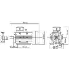 Vidaxl 2 pólusú 3 fázisú alumínium elektromos motor 3kW/4LE 2840 f/p 148005
