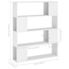 Greatstore fehér forgácslap térelválasztó könyvszekrény 100 x 24 x 124 cm