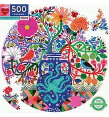 eeBoo Kerek puzzle Madarak virággal 500 db