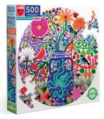 eeBoo Kerek puzzle Madarak virággal 500 db
