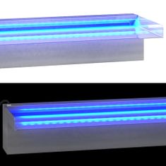 Greatstore rozsdamentes acél vízeséskifolyó RGB LED-ekkel 60 cm