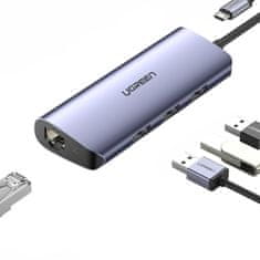 Ugreen CM252 HUB adapter USB-C - 3x USB / RJ45 / micro USB, szürke